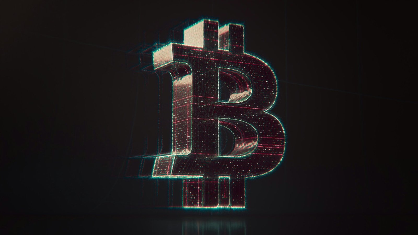 A shiny bitcoin logo on a black background